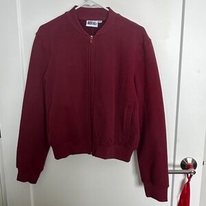 Presley Maroon Fleece Bomber Jacket